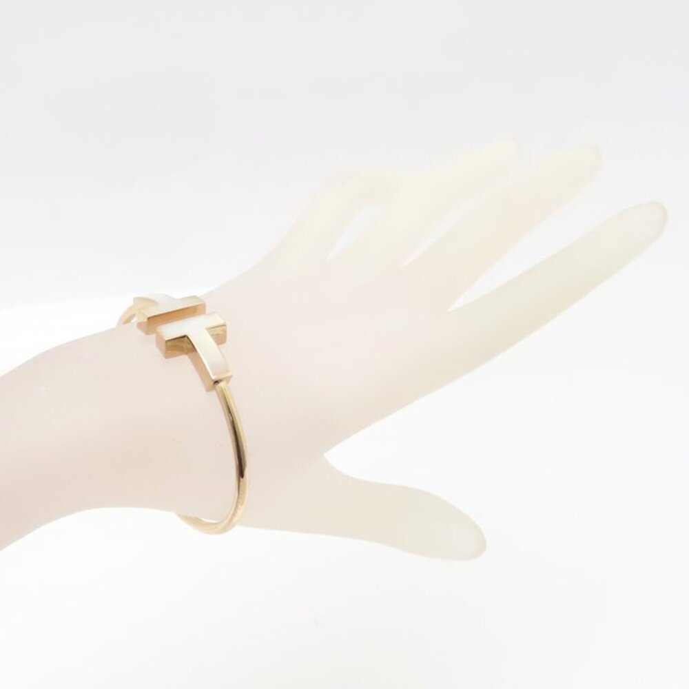 TIFFANY&Co. Tiffany T Wire Bangle Wide Mother-of-Pearl 18K Rose Gold Women's ... - Picture 3 of 10